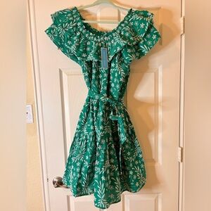 NEW! Draper James Green Dress with White Floral Embroidered Design